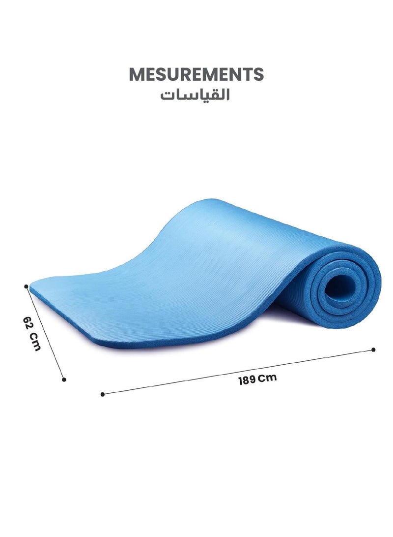 REST Yoga Mat Non Slip, Yoga Mat with Strap Included 10mm Thick Exercise Mat Ideal for HiiT, Pilates, Yoga and Many Other Home Workouts, Blue - Image 4